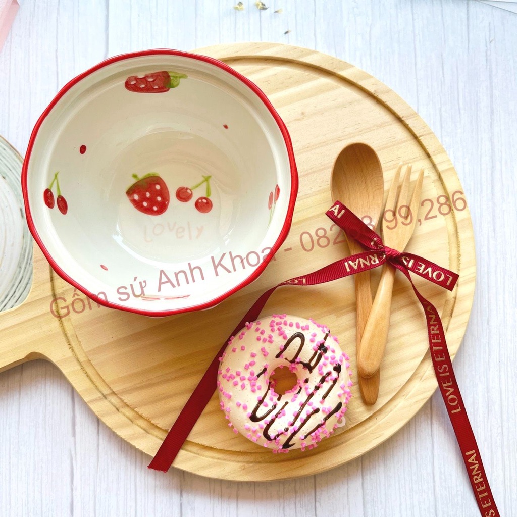 Chén Dĩa Sứ Bát Ăn Cơm Đĩa Sứ Decor bát cơm lượn size nhỡ đựng đồ ăn xinh yêu