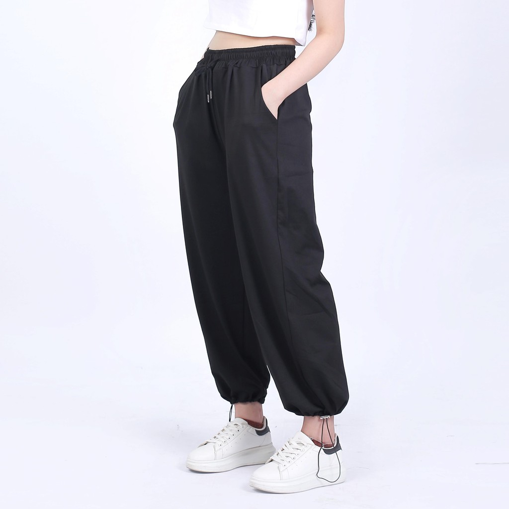 Quần Jogger nữ ống rộng Maoshop Quần jogger pants form rộng 2 dáng để suông hoặc bo gấu thể thao tập gym - Q04