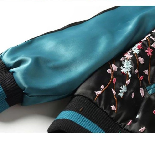 ÁO KHOÁC BOMBER JACKET SUKAJAN THÊU HOA ĐÀO & CÁ CHÉP