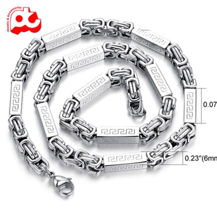 Dây chuyền inox nam titan cao cấp đẹp sang trọng thép không gỉ ziczac vuông PT JEWELRY kích cỡ 7mm màu trắng PTDCNA27