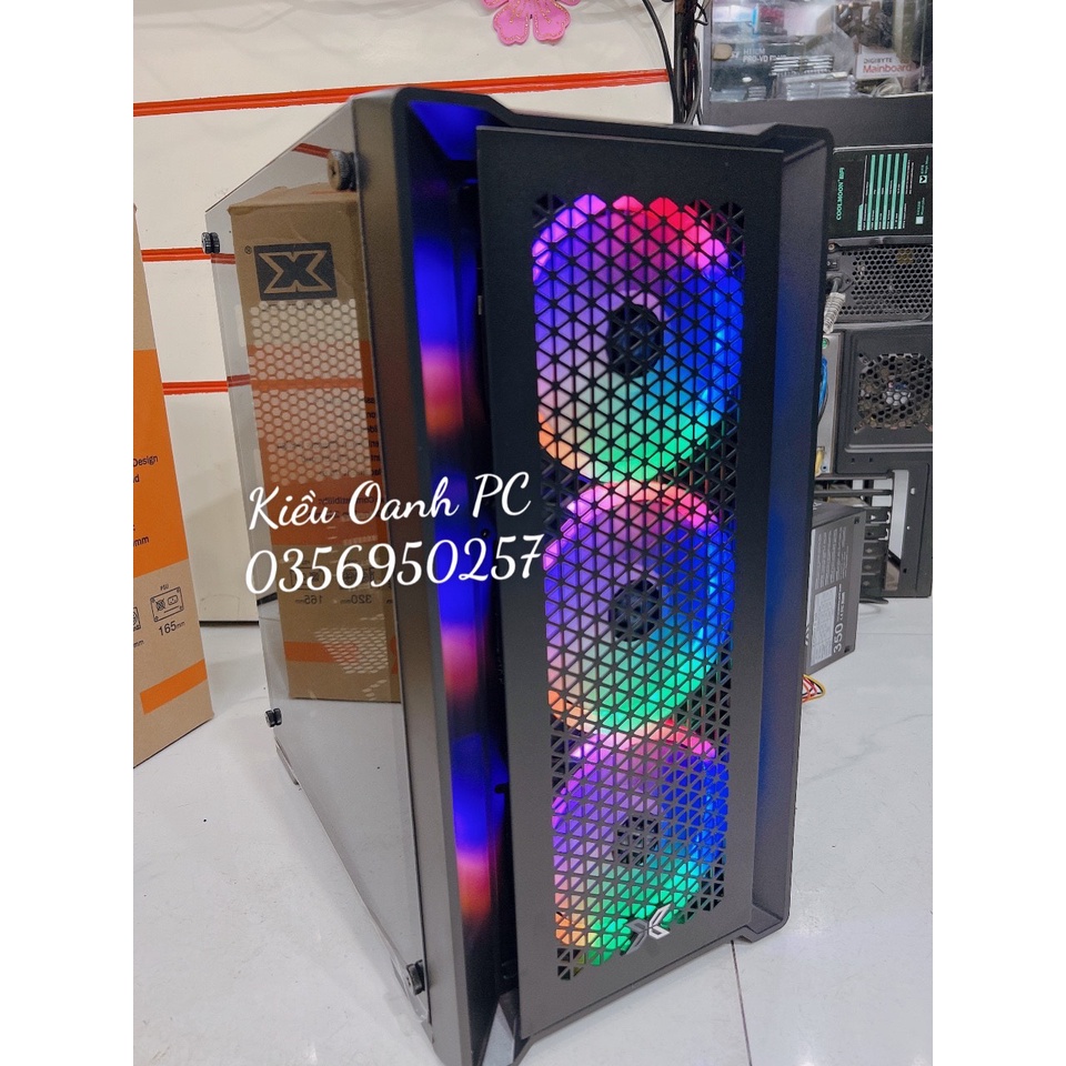 Vỏ case máy tính Gaming 2 mặt kính Cesar Rainbow  - Hàng Chính Hãng