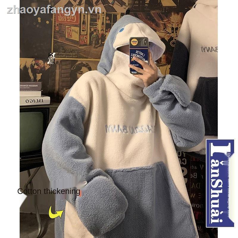 [ Mã 12FASHIONSALE1 giảm 10K đơn 50K ] Áo Hoodie Giữ Ấm Phối Nón Cá Mập Phong Cách Hàn Quốc Cho Nam | BigBuy360 - bigbuy360.vn