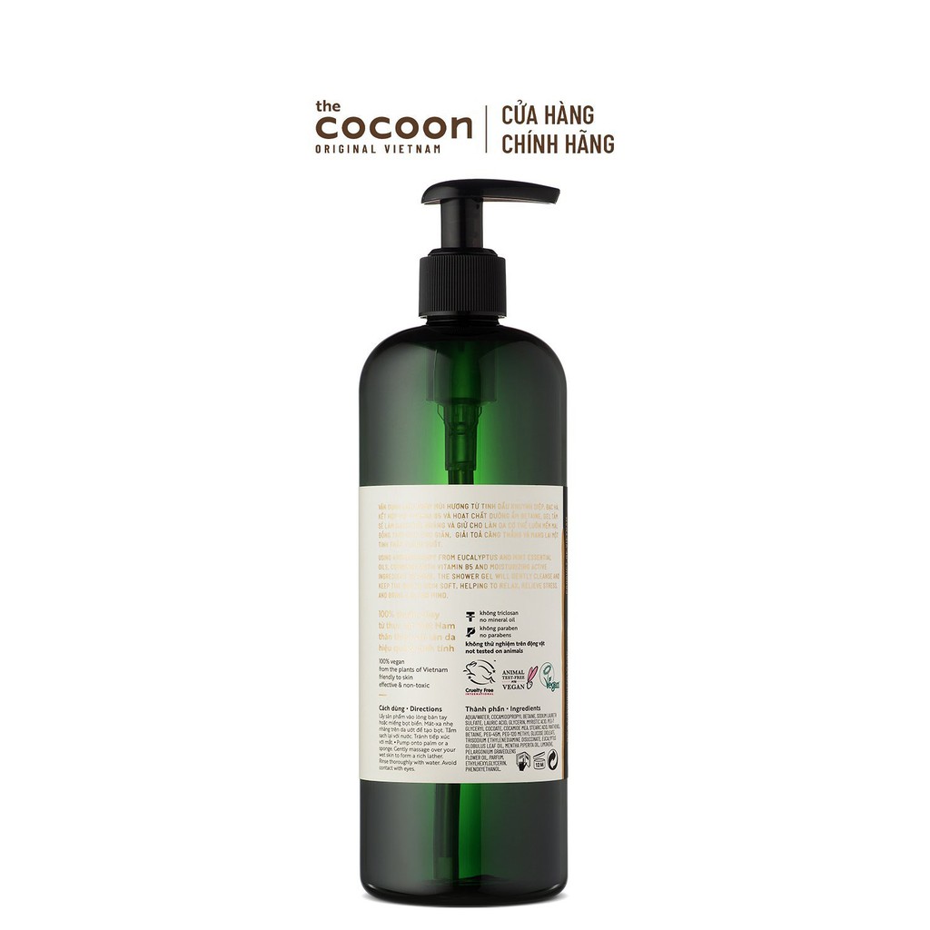 Gel tắm khuynh diệp &amp; bạc hà Cocoon làm sạch và thư giãn 500ml