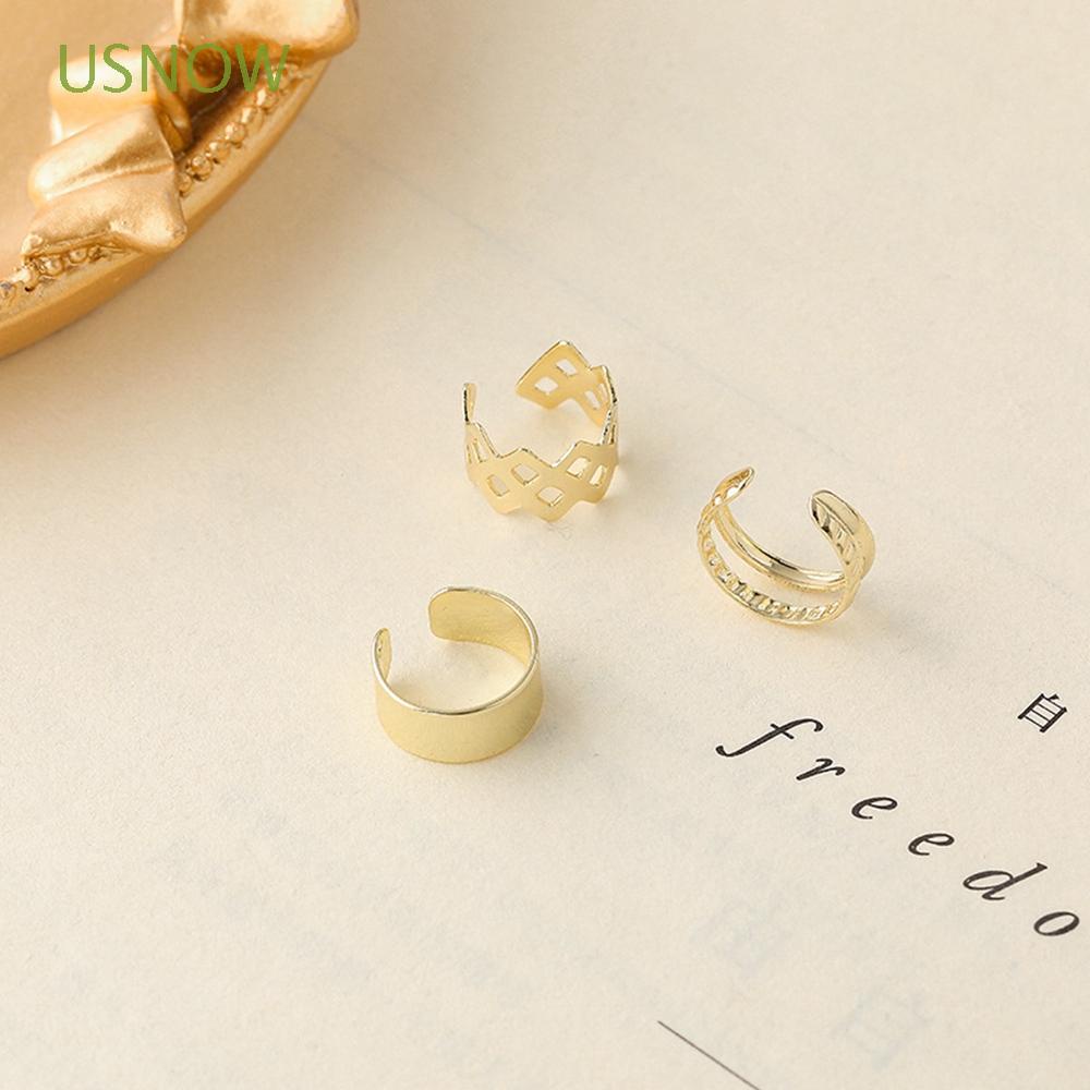 USNOW Khuyên đeo vành tai tròn không cần xỏ lỗ phong cách Hàn Quốc Vintage