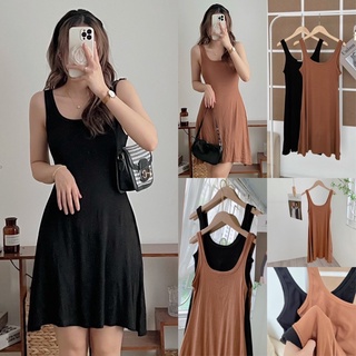 Đầm body hai dây dáng ngắn chất thun lạnh sang chảnh Đầm tôn dáng xoè nhẹ