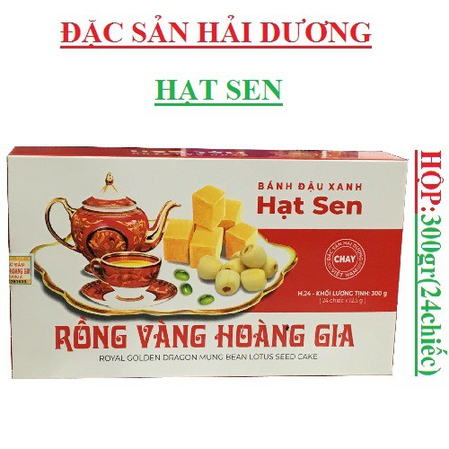 Bánh đậu xanh rồng vàng hoàng gia royal golden dragon mung bean green rice flakes cake hộp 300gr