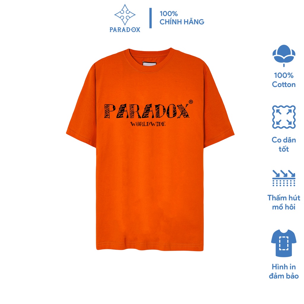 Áo thun form rộng Paradox tay lỡ - Unisex - Basic - DOODLE LOGO - Màu cam