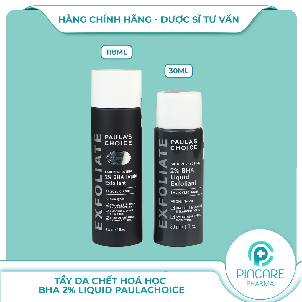 Tẩy da chết hoá học Paula's Choice Skin Perfecting 2% BHA Liquid se khít lỗ chân lông - Hàng chính hãng - PinCare