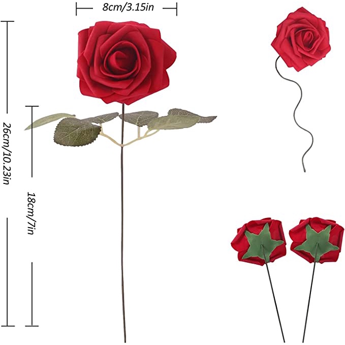 Set 25 Bông Hoa Hồng Giả Bằng Xốp Dùng Để Trang Trí Nhà Cửa / Tiệc Cưới / Valentine