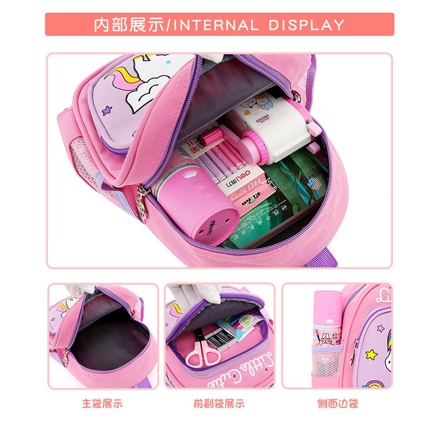 Balo cho bé mầm non tiều học từ 1-6 tuổi họa tiết ngựa Pony chống thấm nước chất liệu an toàn cho bé PK57