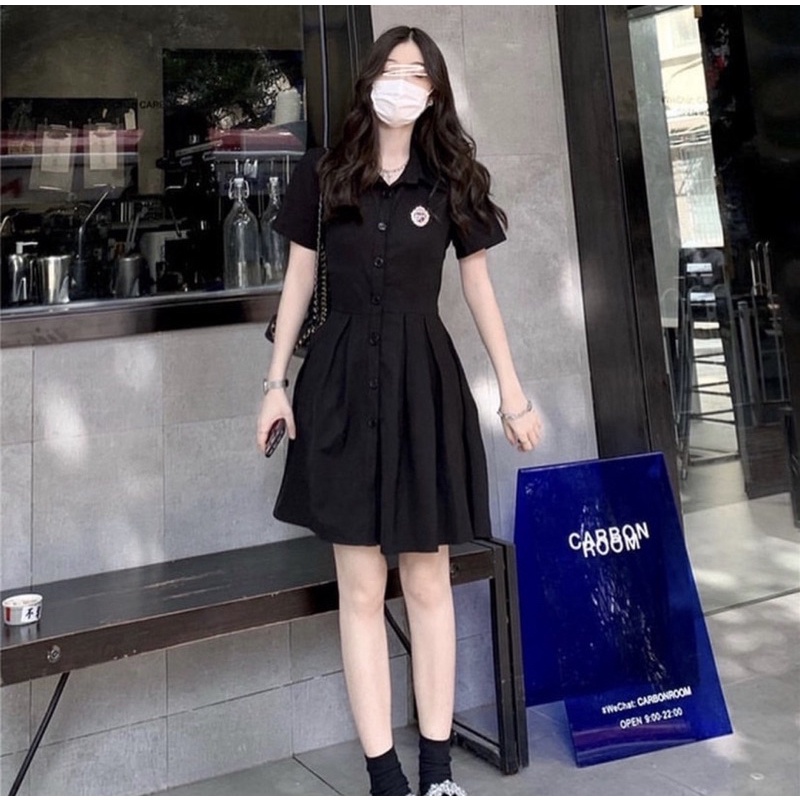 ĐẦM ĐEN TAY NGẮN DIVIA DRESS thiết kế cut-out lưng phần eo có bo chun co giãn và thắt nơ sau lưng | BigBuy360 - bigbuy360.vn