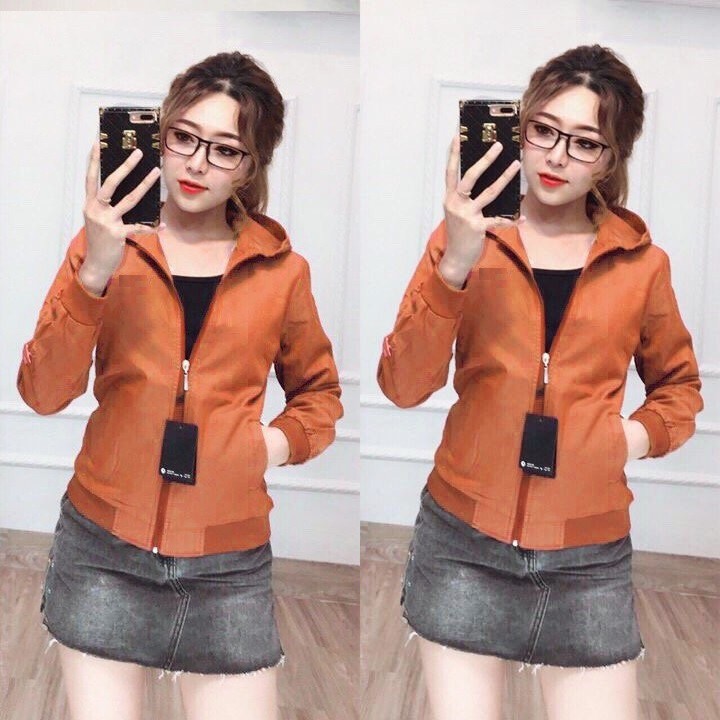 [S03] Áo khoác dù nữ 2 lớp phối sọc tay in chữ có nón hàng đẹp - M063 + M907 | BigBuy360 - bigbuy360.vn