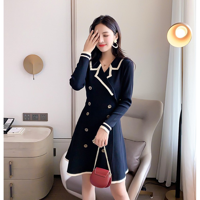 Đầm Nữ Dài Tay Eo Thắt Thời Trang Hàn Quốc 2020