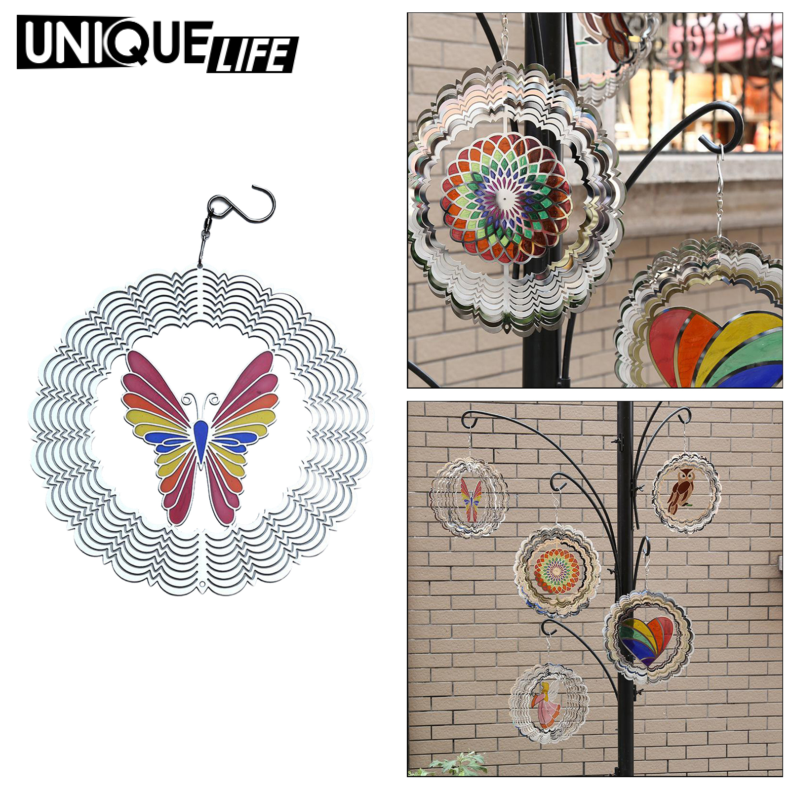 [Unique Life]Wind Spinner Church Porch Yard Wind Chimes Hanging Art Decoration Ornament Style