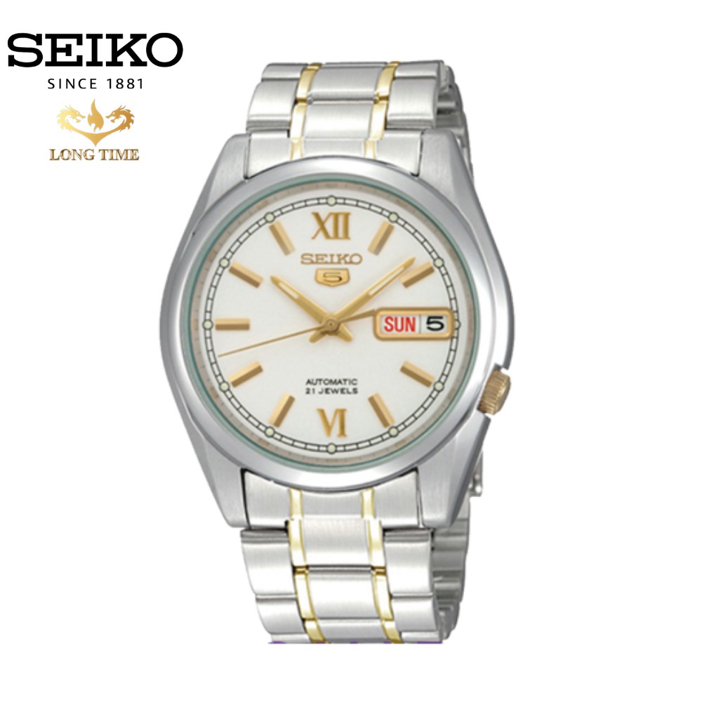 Đồng hồ nam Seiko SNKL57K1S máy cơ dây thép chống rỉ, mặt kính Hardlex (Kính cứng) - bảo hành quốc tế 12 tháng
