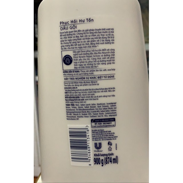 Dầu gội Dove phục hồi hư tổn 880g | BigBuy360 - bigbuy360.vn