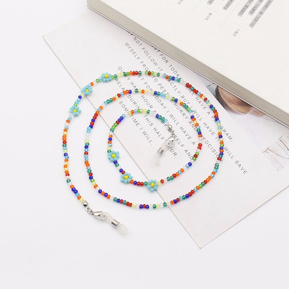 Dây Đeo Mắt Kính Trong Suốt Đính Hạt In Chữ Nhiều Màu Sắc Phong Cách Hàn Quốc