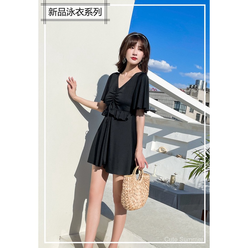 Đầm Bơi Tay Ngắn Phối Dây Rút Plus Size Thời Trang Mùa Xuân Cho Nữ | BigBuy360 - bigbuy360.vn