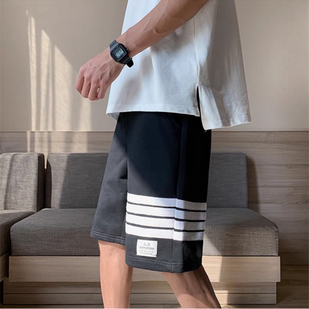 Quần Shorts Nam Basic Dáng Suông Phối Sọc Đơn Giản Lưng Thun Co Giãn Thời Trang ZENKODLMEN SHORTS NAM 9000016