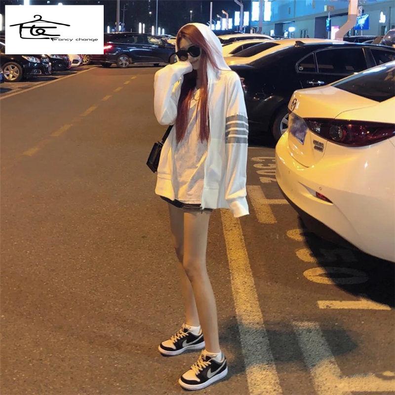 Hàng Có Sẵn Bán Chạy~Áo Khoác Cardigan Dáng Rộng Phong Cách Đường Phố Hàn Quốc Có Khóa Kéo Thời Trang Xuân Thu Hàn Quốc Mới Dành Cho Bạn Nữ