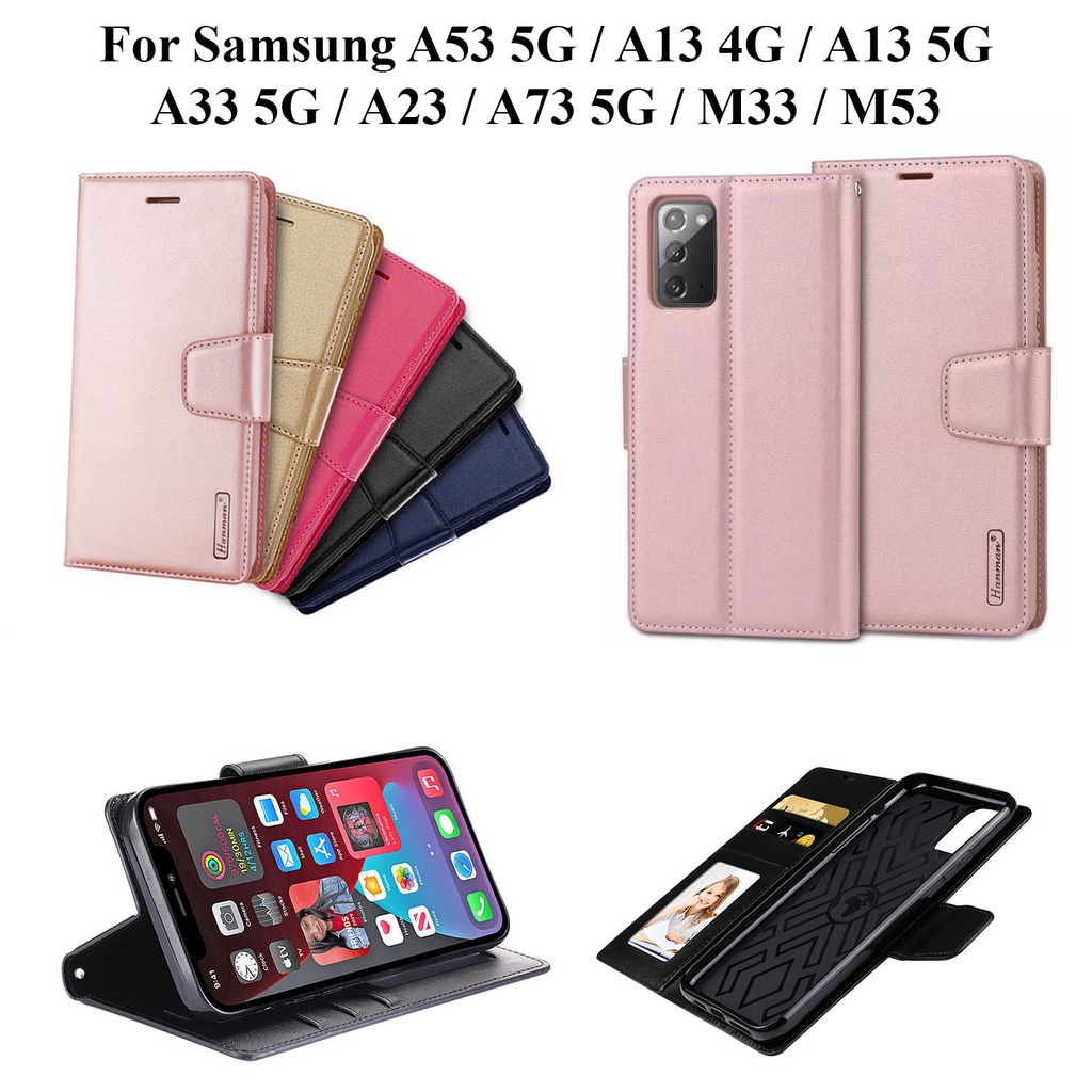 Bao da Samsung Galaxy A13 4G, A13 5G, A53 5G, A73 5G, A33 5G, A23, M33, M53 dạng ví hiệu hanman, có ngăn đựng thẻ tiền