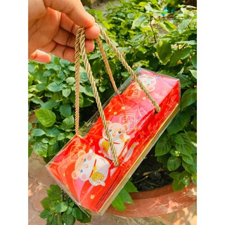 Hộp bánh trong có quai. Size 3 bánh ( 22.5*7.8*7.8cm) ( 10 hộp)