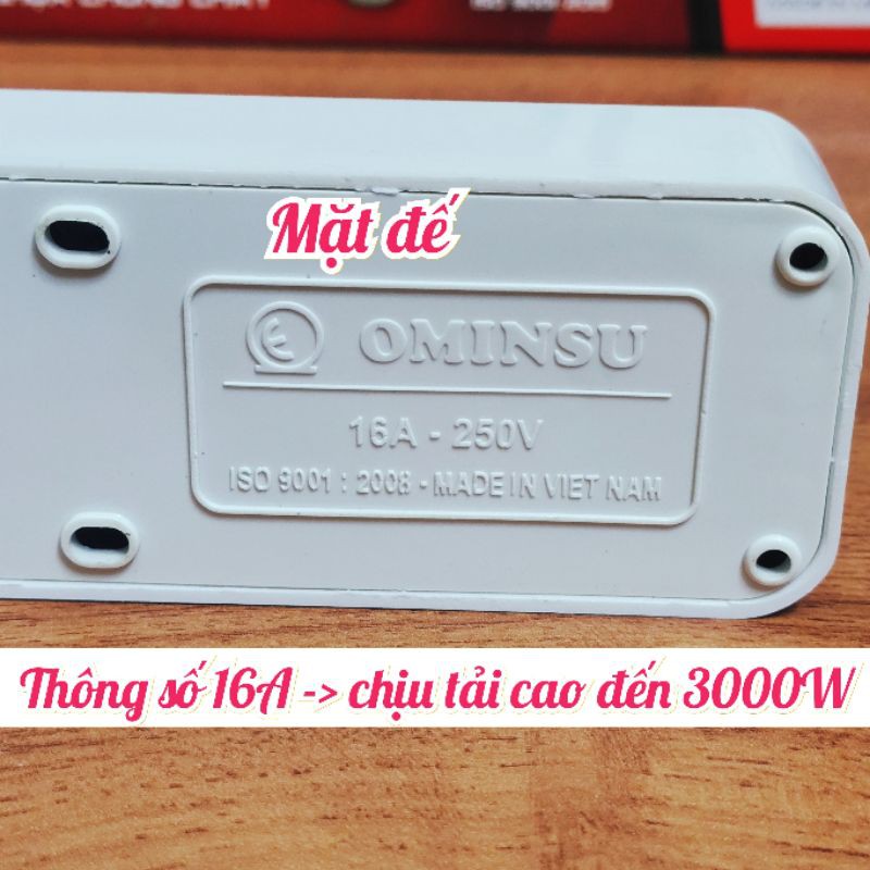 Ổ cắm điện 3 ổ không dây OMINSU S28Y cao cấp chịu tải 3000W