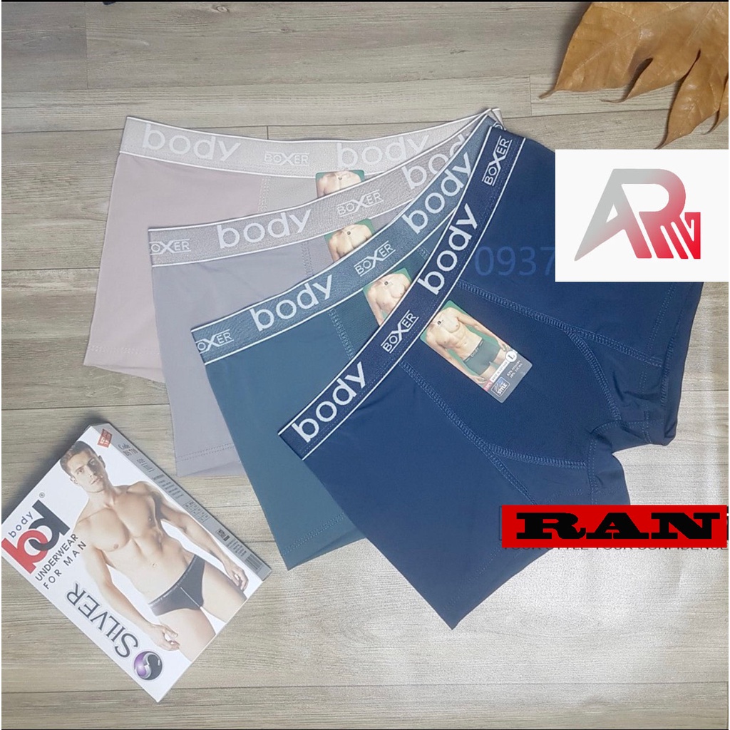 Quần xịp nam BODY boxer vải thun lạnh pha lụa siêu mát - Sịp đùi BODY Silver 802