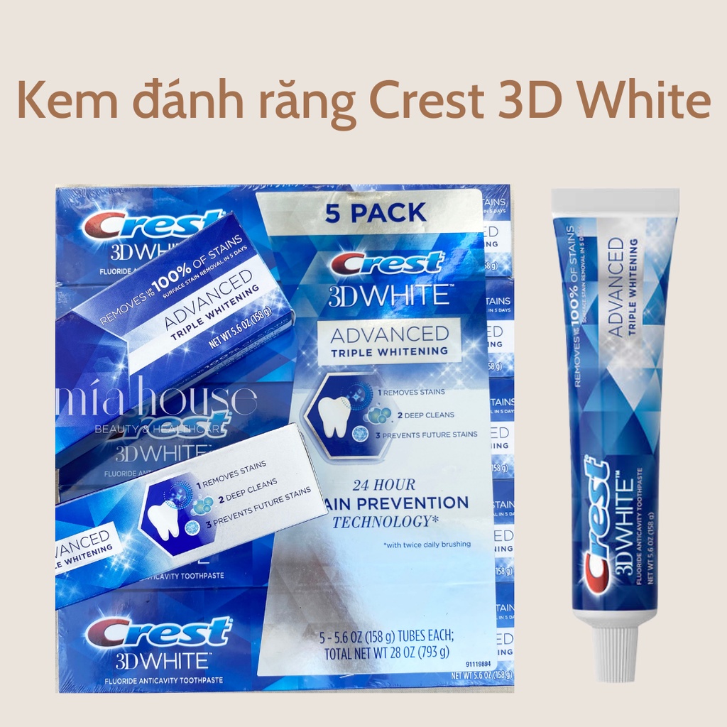 Kem đánh răng Crest 3D White tẩy trắng răng - các loại