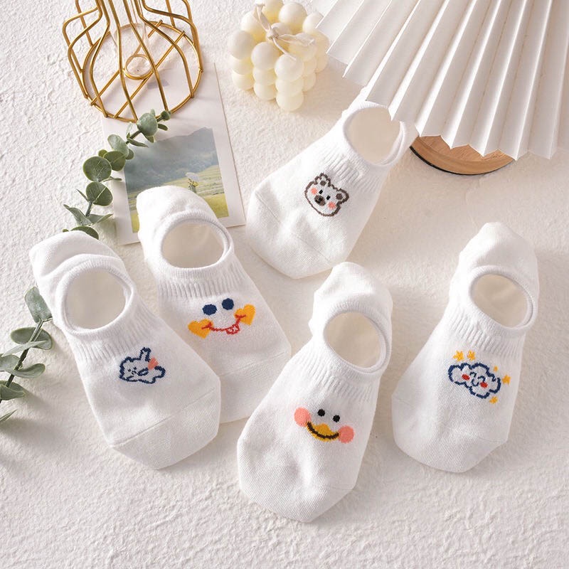 Tất vớ nữ cổ ngắn họa tiết dễ thương, set 5 đôi giúp bạn dễ phối đồ - Sope Shop