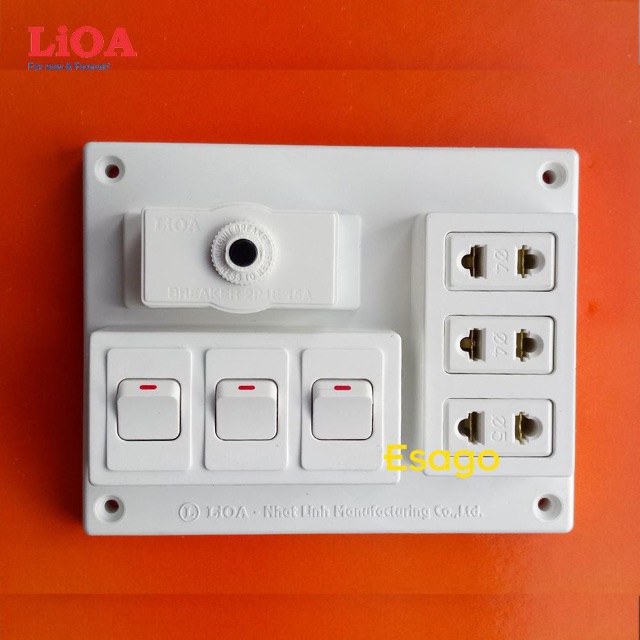 Bảng Điện Nổi LiOA, Taplo ráp sẵn Lioa 15A Có 3 Ổ Cắm, 3 Công Tắc Và 2 Công Tắc - hàng loại tốt chính hãng, có sẵn