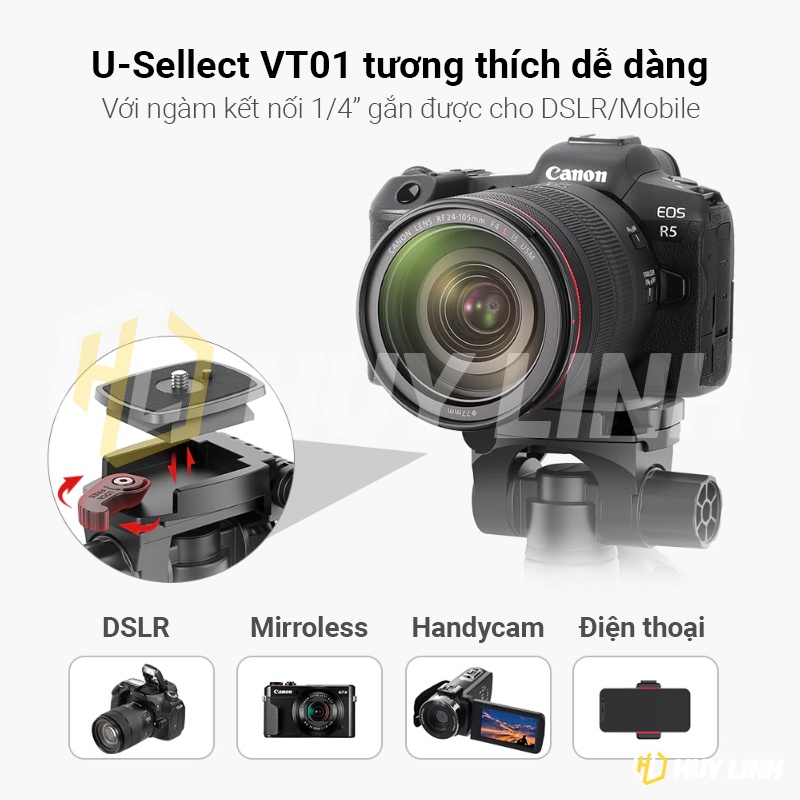 Chân Tripod đa năng Ulanzi U-SELECT VT01 Cho Điện Thoại/Máy ảnh Mirroless, DSLR quay Topshot