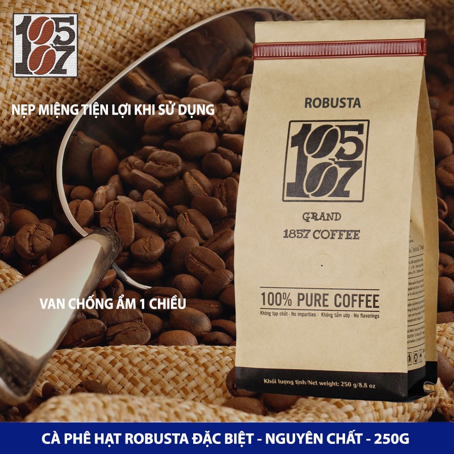 1KG Cà phê Robusta hạt đặc biệt ❤️️ FREESHIP ❤️️ nguyên chất không pha trộn tẩm ướp hương liệu - grand 1857 coffee