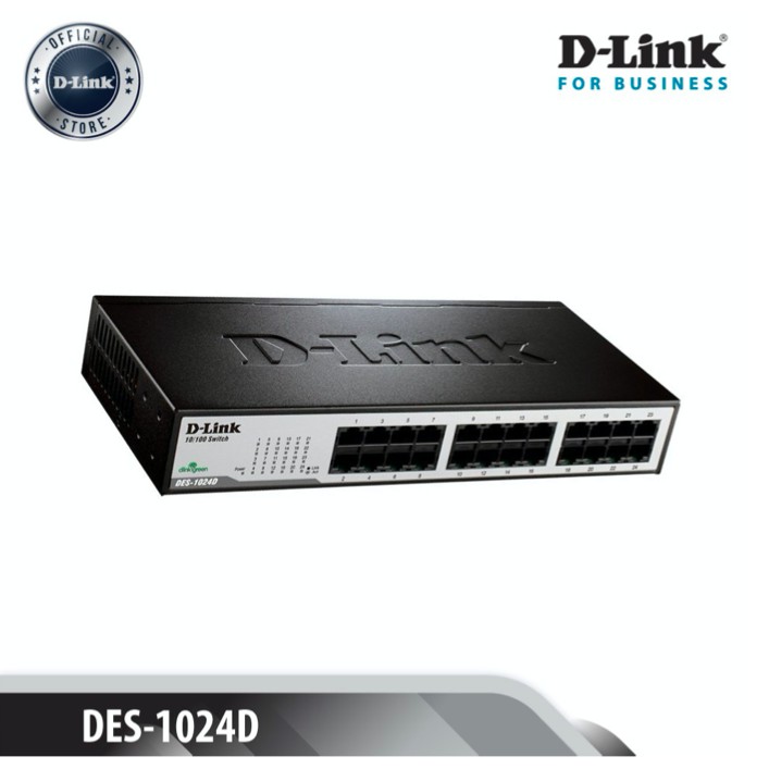 D-Link Bộ chia tín hiệu 24 cổng RJ45 10/100 Mbps Công suất cao - Thiết bị chuyển mạch D-LINK DES-1024D