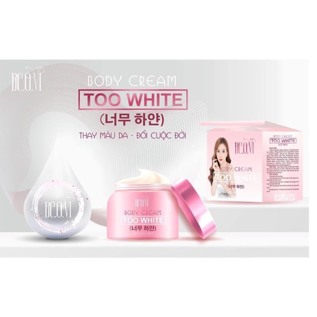 kem dưỡng trắng BODY TOO WHITE Thu Thuỷ 220g