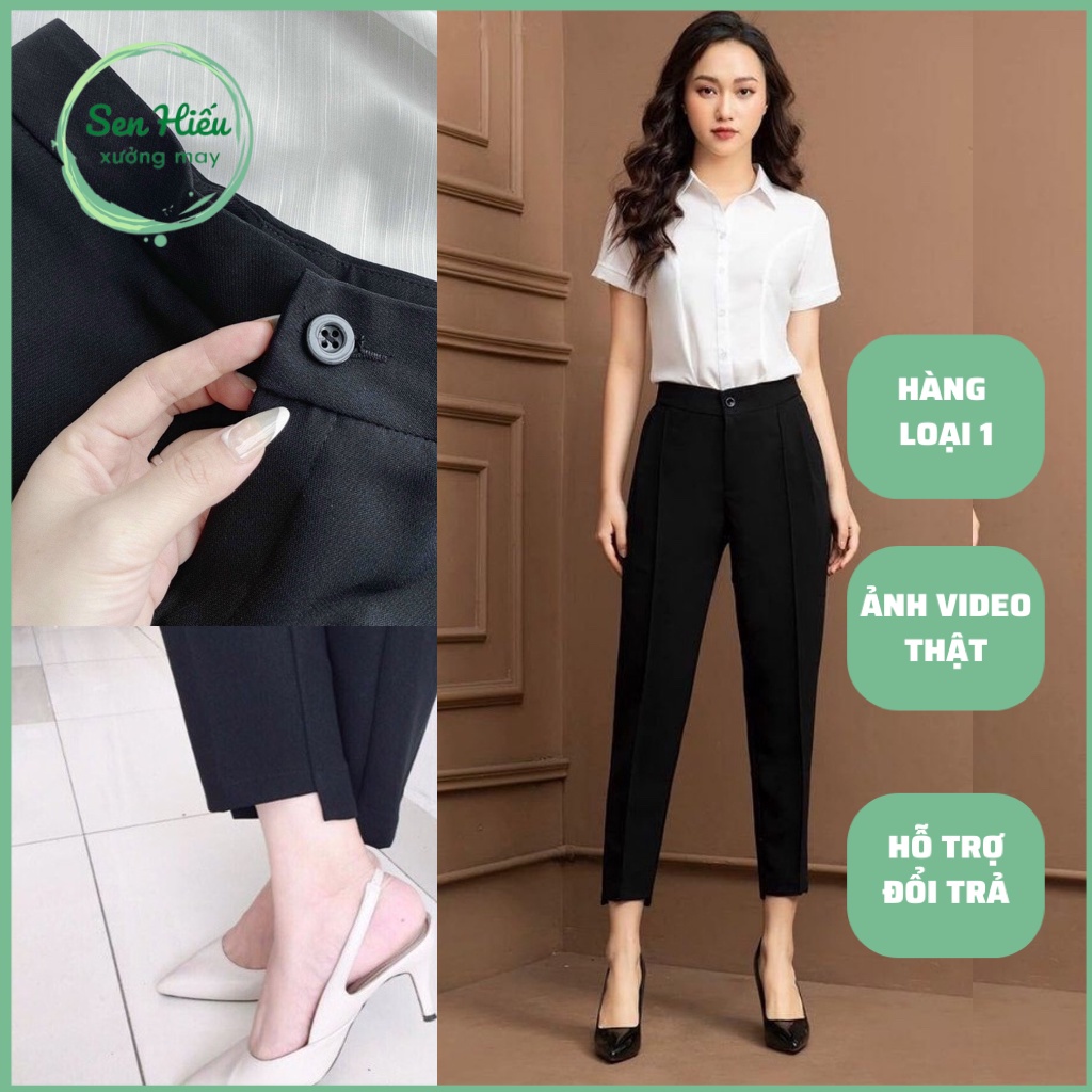 Quần tây công sở baggy gấu lệch vải đẹp