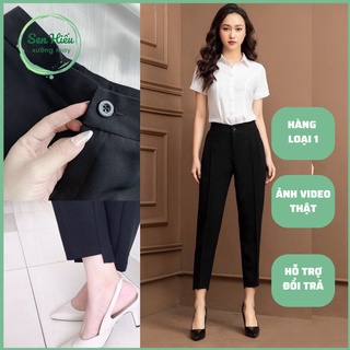 Quần tây công sở baggy gấu lệch vải đẹp