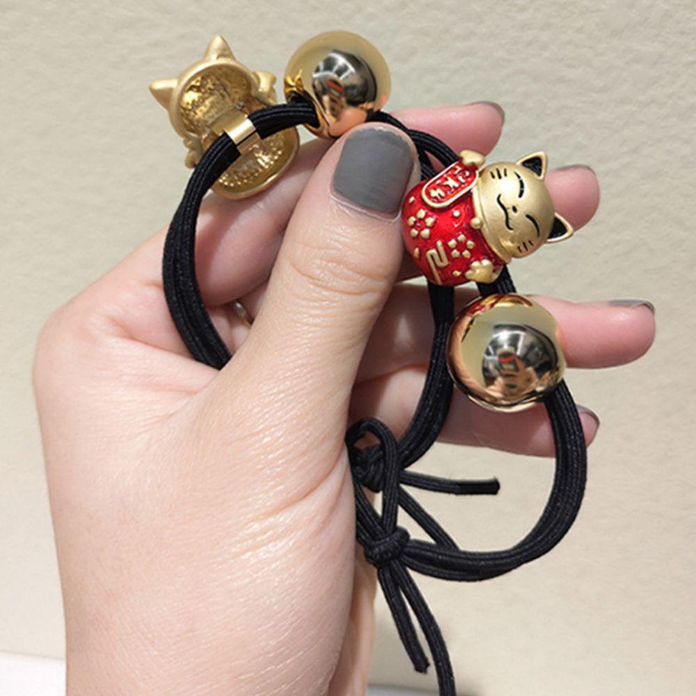 Dây Buộc Tóc Đuôi Ngựa Hình Mèo May Mắn Maneki Neko Bằng Hợp Kim Dễ Thương Kiểu Hàn Quốc WMES15H