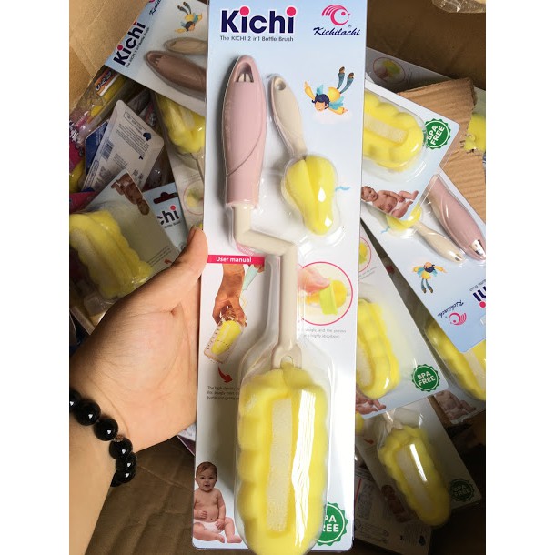 [Chính hãng] Dụng cụ vệ sinh bình sữa bộ cọ bình gồm 2 cây rửa bình sữa và núm ti xốp an toàn