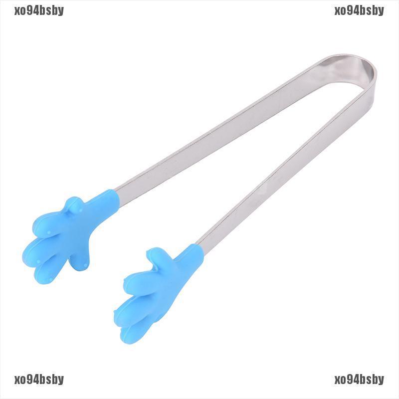 [xo94bsby]Stainless steel food clip hanging silicone tongs vegetable fruit salad