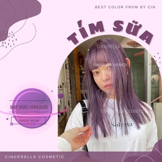 Thuốc nhuộm tóc màu TÍM SỮA (tặng kèm trợ nhuộm, gang tay)