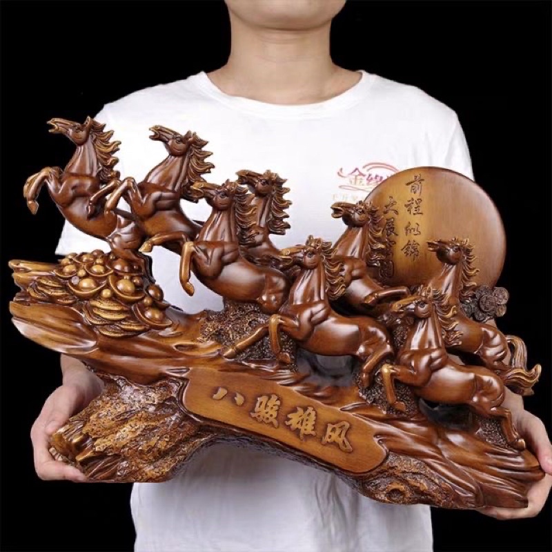TƯỢNG NGƯA DECOR TRANG TRÍ GỖ MÃ ĐÁO THÀNH CÔNG 40x25x11cm
