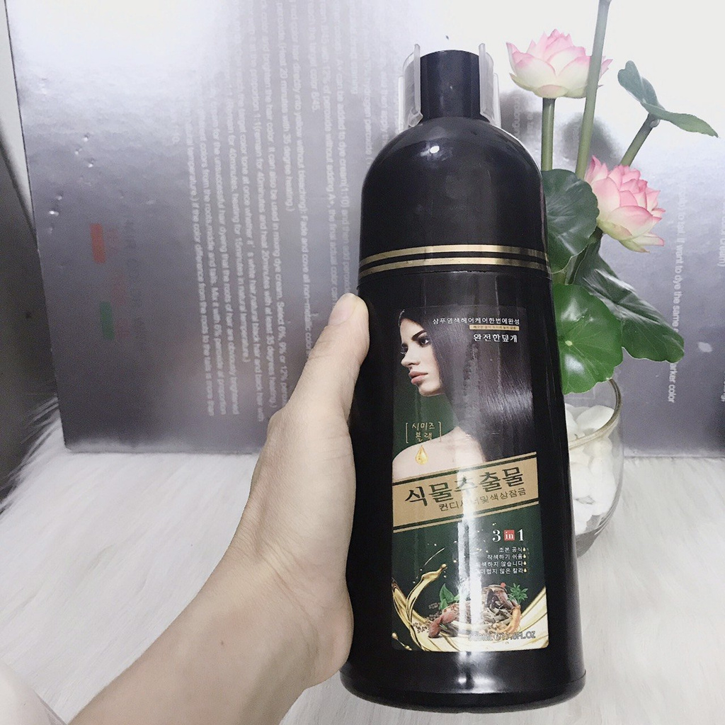 Gội Là Đen Tóc Hàn Quốc An Toàn Hiệu Quả Hơn Cả Sin Hair Fast Effect Black Hair Dye Shampoo 500ml