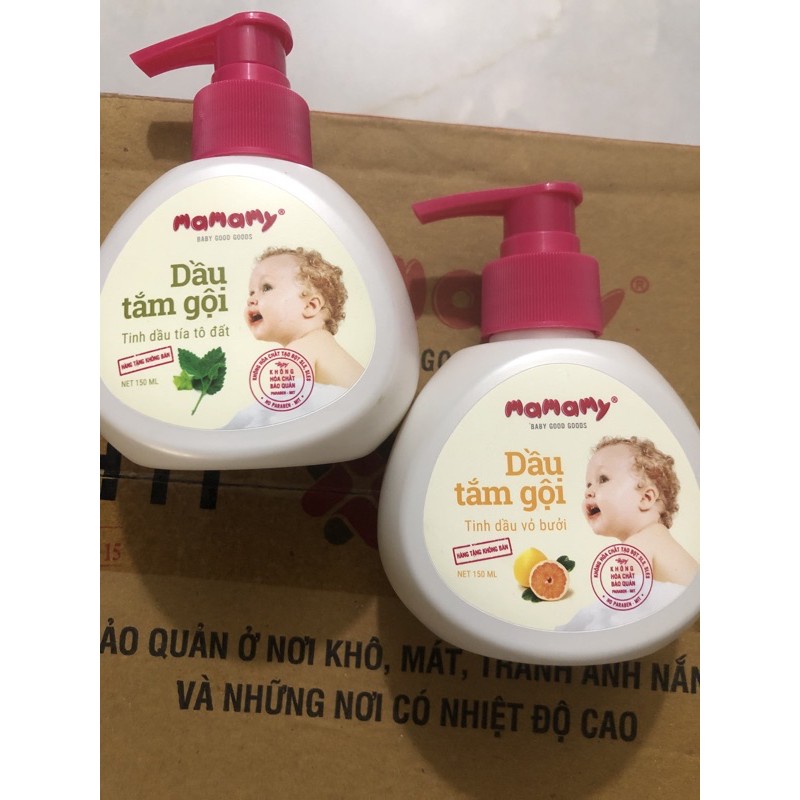 DẦU TẮM GỘI MAMAMY 150ml ( tinh dầu tía tô đất/ tinh dầu vỏ bưởi)