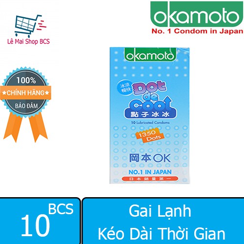 Bao Cao Su Kéo Dài Thời Gian Okamoto Dot De Cool Có Gai Lạnh 10 BCS