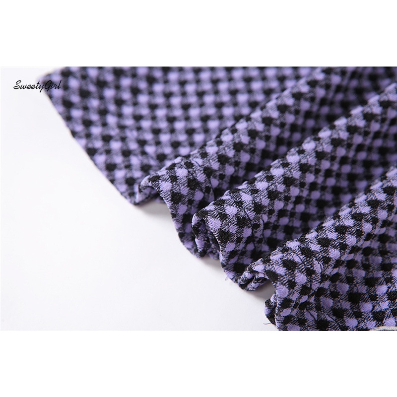 Áo lửng không tay dáng ôm hở lưng in họa tiết caro hợp thời trang cho nữ