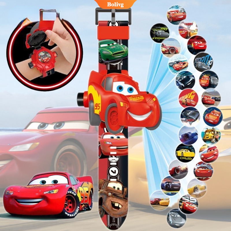Đồng Hồ Điện Tử Chiếu Hình Hoạt Hình 3D 2 Lightning McQueen Cho Trẻ Em