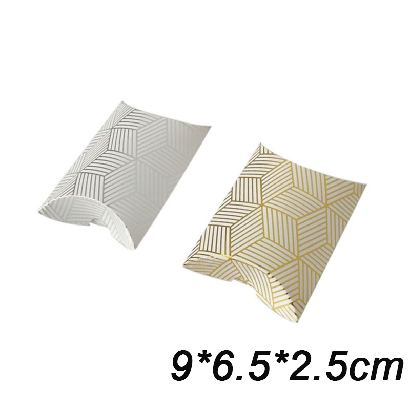 1 Hộp Đựng Kẹo Có Dây Ruy Băng Kẻ Sọc Màu Đồng Làm Quà Tặng Đám Cưới/Sinh Nhật