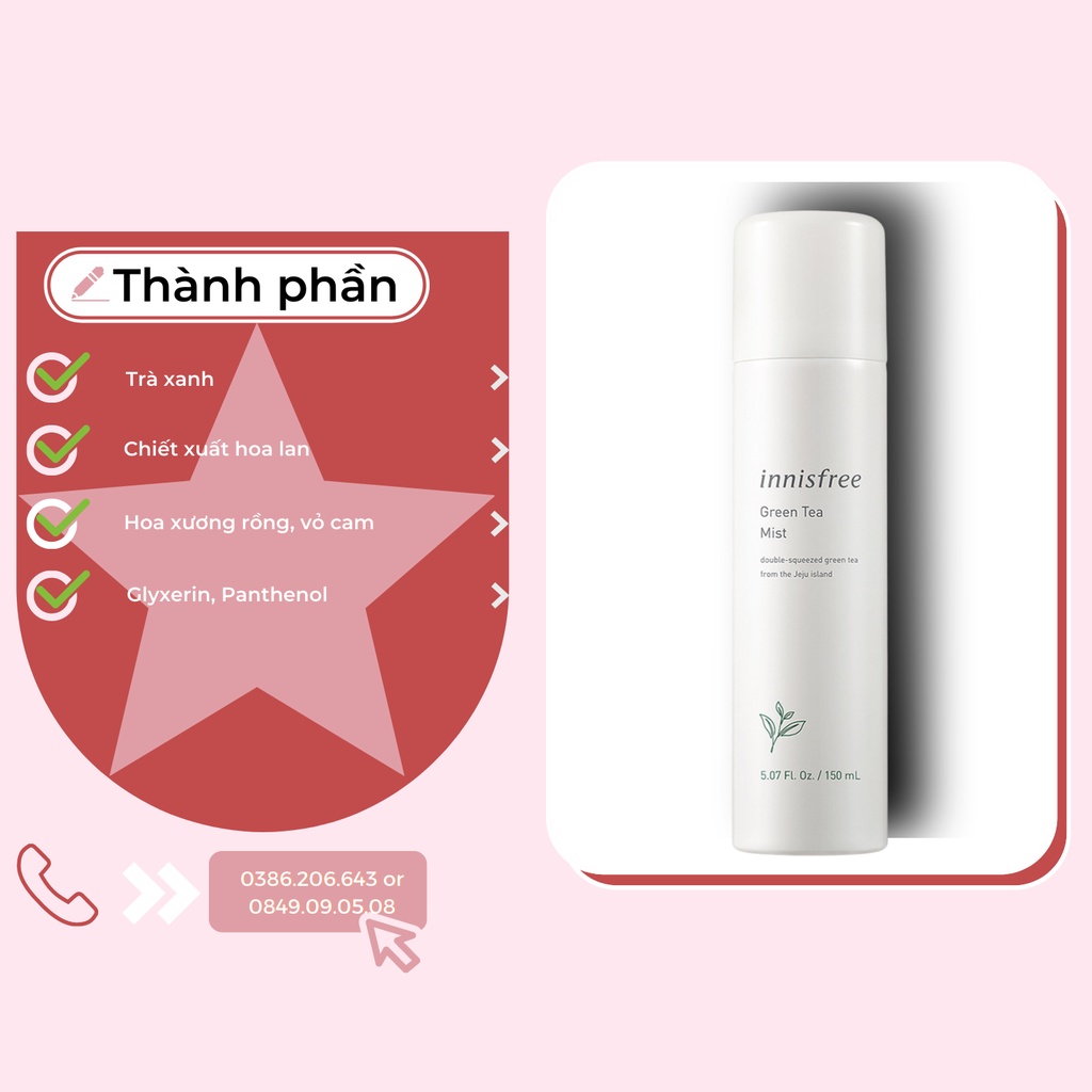 Xịt Khoáng Cấp Ẩm Innisfree Trà Xanh 50ml, 150ml XK1166 | WebRaoVat - webraovat.net.vn