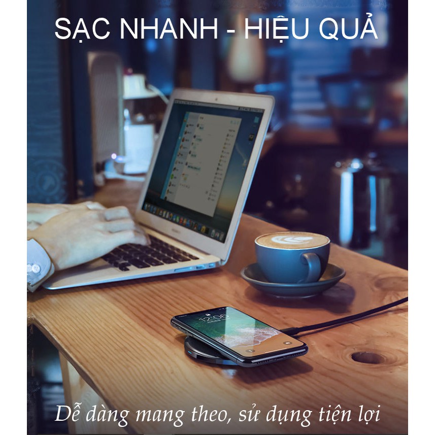 Sạc nhanh không dây, thông minh UGREEN CD181 50572 cho iPhone 8/8+/X/XS/XS max/XR (7.5W/10W), hỗ trợ cả khi có vỏ ốp